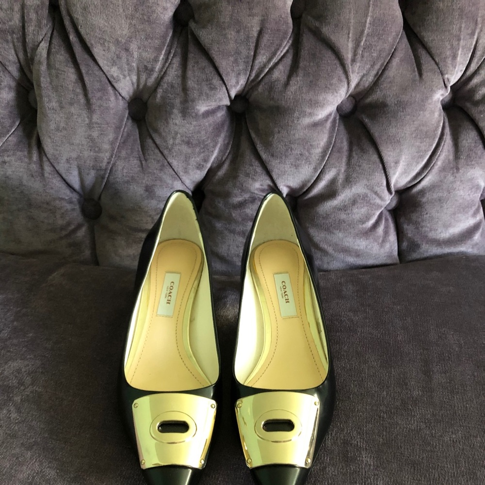 Coach Kitten heel black leather shoes